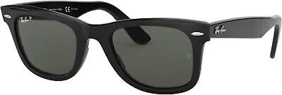 Pre-owned Ray Ban Ray-ban Rb2140 Original Wayfarer Sunglasses, Black Green Polarized, 50 Mm