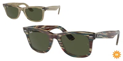 Ray Ban Rb2140f Wayfarer Asian Fit 138731 Men's Sunglasses Grey Size 52 In Green