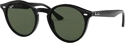 Pre-owned Ray Ban Ray-ban Rb2180 Round Sunglasses, Black Dark Green, 49 Mm