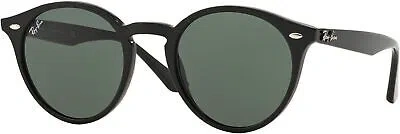Pre-owned Ray Ban Ray-ban Rb2180 Round Sunglasses, Black Dark Green, 51 Mm