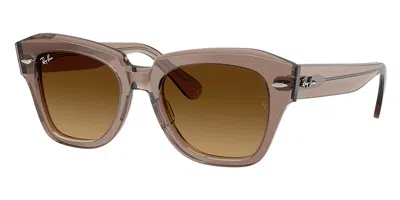 Ray Ban Rb2186 State Street 682785 Women's Sunglasses Brown Size 49 In Metallic