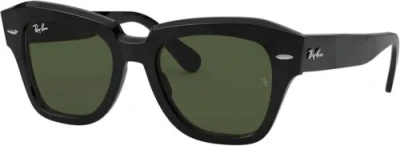 Pre-owned Ray Ban Ray-ban Rb2186 State Street Square Sunglasses Black/g-15 Green In Blue