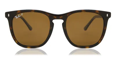 Ray Ban Rb2210 Polarized 902/57 Men's Sunglasses Tortoiseshell Size 53 In Brown