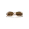 Ray Ban Rb2221 Sunglasses Transparent Beige Frame Brown Lenses Polarized 55-18