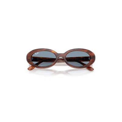 Ray Ban Rb2223 Sunglasses Striped Havana Frame Blue Lenses 54-19 In Brown