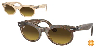 Ray Ban Rb2242f Wayfarer Oval Asian Fit 138685 Men's Sunglasses Brown Size 53 In Multi