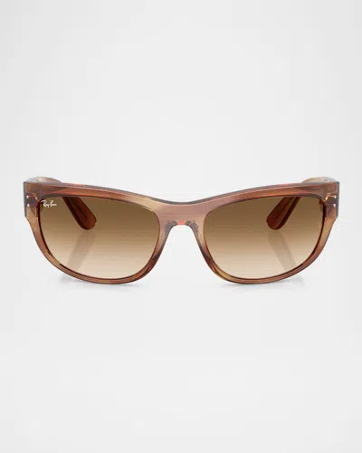 Ray Ban Mega Balorama Sunglasses Striped Brown Frame Brown Lenses 63-19