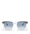 Ray Ban Sunglasses Unisex Hawkeye - Grey Frame Blue Lenses 50-21 In Grey