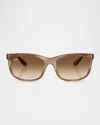 Ray Ban Rb2389f Balorette Pillow Square Sunglasses, 60mm In Striped Brown