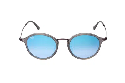 Pre-owned Ray Ban Rb2447nf-62554o-52 Transparent Grey Blue Flash Gradient Sunglasses