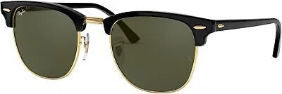 Pre-owned Ray Ban Ray-ban Rb3016 Classic Clubmaster Rimless Sunglasses, Ebony Crystal Green, 51 Mm