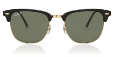 Ray Ban Rb3016 Clubmaster Asian Fit Polarized 901/58 Men's Sunglasses Gold Size 55 In Metallic