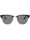 Ray Ban Clubmaster Classic Sunglasses Blue On Red Havana Frame Grey Lenses 49-21 In Grey