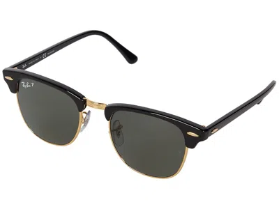 Ray Ban Rb3016 Clubmaster Polarized Men's Sunglasses Plastic Frame Fashion Men's Sunglasses Black/g-15 Green In Black/g- Green