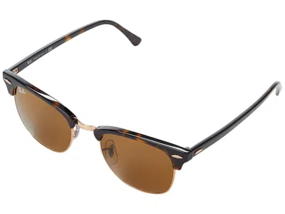 Ray Ban Rb3016 Clubmaster Sunglasses Plastic Frame Fashion Sunglasses Shiny Havana/brown: 51mm In Pink