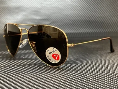 Pre-owned Ray Ban Rb3025 001 57 Gold Aviator 62 Mm Unisex Sunglasses In Brown
