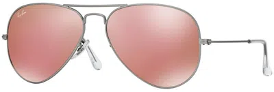 Pre-owned Ray Ban Ray-ban Rb3025 019/z2 Silver Aviator Light Brown Mirrored Pink 55mm Sunglasses In Gray