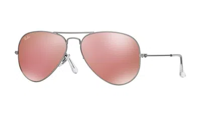 Pre-owned Ray Ban Ray-ban Rb3025 019/z2 Silver Aviator Light Brown Mirrored Pink 58mm Sunglasses