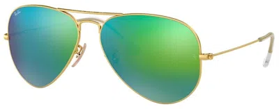 Pre-owned Ray Ban Ray-ban Rb3025 112/19 Gold Aviator Green Flash Mirrored 55mm Unisex Sunglasses