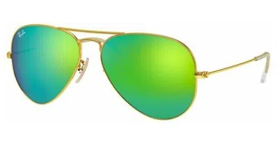 Pre-owned Ray Ban Ray-ban Rb3025 112/19 Gold Aviator Green Flash Mirrored 58mm Unisex Sunglasses