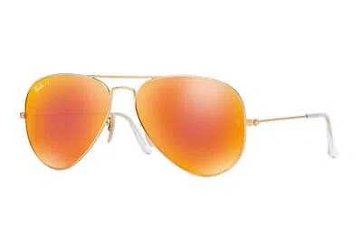 Pre-owned Ray Ban Ray-ban Rb3025 112/69 Gold Aviator Orange Mirror 55-14-135mm Unisex Sunglasses