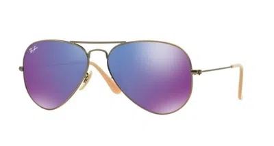 Pre-owned Ray Ban Ray-ban Rb3025 167/1m Gold Aviator Large Metal Violet Mirrored Unisex Sunglasses In Purple