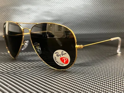 Pre-owned Ray Ban Rb3025 919648 Gold Aviator 55 Mm Unisex Sunglasses In Black