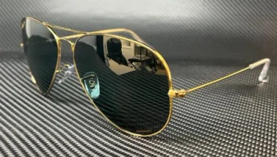 Pre-owned Ray Ban Rb3025 9196g6 Gold Silver Polarized Unisex Aviator 62 Mm Sunglasses In Blue