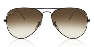 Ray Ban Rb3025 Aviator Large Metal Asian Fit 002/51 Men's Sunglasses Black Size 55 In Brown