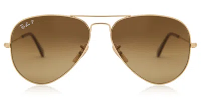 Ray Ban Rb3025 Aviator Large Metallo Polarized 001/m2 Occhiali Da Sole Oro Per Uomo In Brown