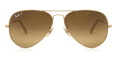 RAY BAN RB3025 AVIATOR LARGE METAL POLARIZED 112/M2 MEN'S SUNGLASSES GOLD SIZE 55