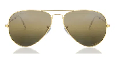 Ray Ban Rb3025 Aviator Large Metal Polarized 9196g5 Men's Sunglasses Gold Size 55