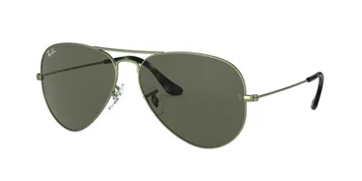 Ray Ban Rb3025 Aviator Large Metallo 919131 Occhiali Da Sole Verdi Per Uomo In Silver