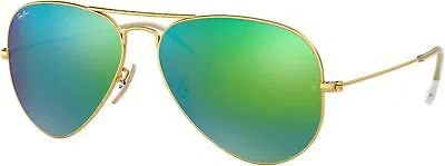 Pre-owned Ray Ban Ray-ban Rb3025 Classic Aviator Sunglasses, Gold Matte, 62 Mm In Blue