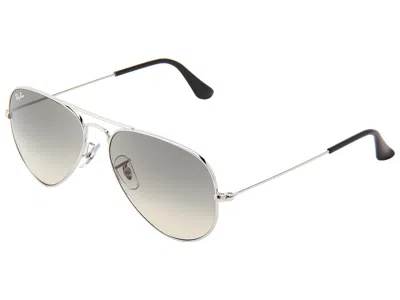 Ray Ban Rb3025 Classic Aviator Sunglasses Metal Frame Fashion Sunglasses Silver/grey Gradient: 55mm, Metal F In Metallic