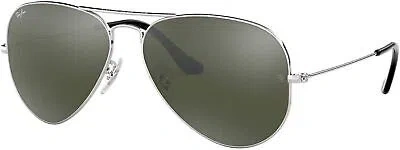 Pre-owned Ray Ban Ray-ban Rb3025 Classic Aviator Sunglasses, Silver Grey Mirror, 58 Mm In Gray
