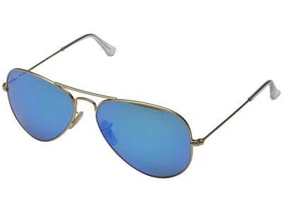 Ray Ban Rb3025 Mirrored Aviator Sunglasses Metal Frame Fashion Sunglasses Matte Gold/blue Mirror Polar: 58mm