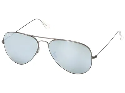 Ray Ban Rb3025 Mirrored Aviator Sunglasses Metal Frame Fashion Sunglasses Matte Gunmetal: 58mm In Gray