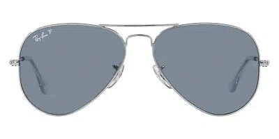 Pre-owned Ray Ban Ray-ban Rb3025 Sunglasses Silver Blue Polarized 58mm & Authentic