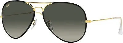 Pre-owned Ray Ban Ray-ban Rb3025jm Aviator Sunglasses, Black Gold Grey Gradient, 58mm In Gray