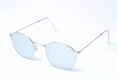 Pre-owned Ray Ban Ray-ban Rb3447 019/30 Silver Round Silver Mirror 50mm Non-polarized Sunglasses
