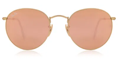 Ray Ban Rb3447 Round Flash Lenses 112/z2 Men's Sunglasses Gold Size 50 In Neutral