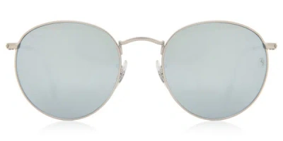 Ray Ban Rb3447 Round Flash Lenses 019/30 Men's Sunglasses Silver Size 53 In Burgundy