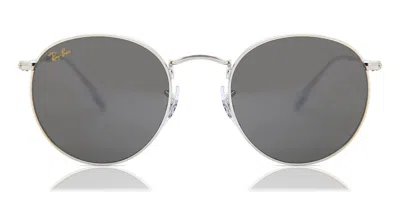 Ray Ban Rb3447 Rotonda Metallo 9198b1 Occhiali Da Sole Argentati Per Uomo In Yellow