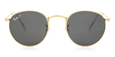 Ray Ban Rb3447 Rotonda Metallo Polarized 919648 Occhiali Da Sole Oro Per Uomo In Transparent