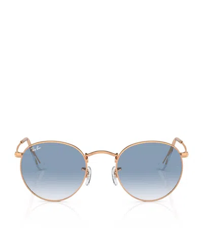 Ray Ban Rb3447 Round Metal Sunglasses In Gold