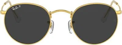Pre-owned Ray Ban Ray-ban Rb3447 Round Metal Sunglasses, Gold Black Polarized, 50 Mm