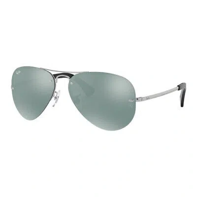 Pre-owned Ray Ban Ray-ban Rb3449 003/30 Silver Aviator Silver Mirror 59-14-135mm Unisex Sunglasses