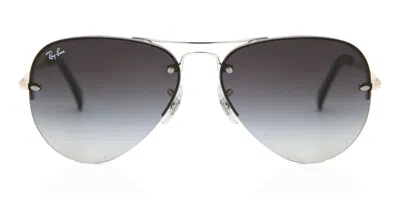 Ray Ban Rb3449 Highstreet 003/8g Occhiali Da Sole Argentati Per Uomo In Blue