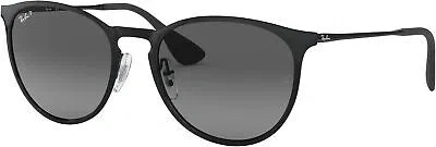 Pre-owned Ray Ban Ray-ban Rb3539 Erika Round Polarized Sunglasses, Black Grey, 54mm In Gray